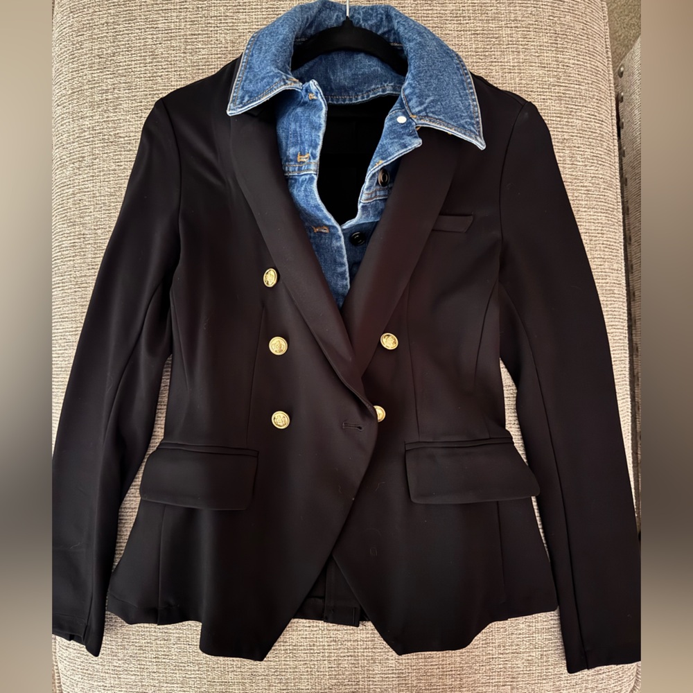 Joie Black Blazer w/ Denim Dickey
